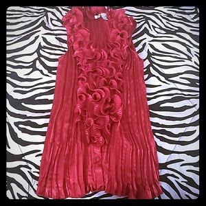 Red Ruffled Casual Blouse